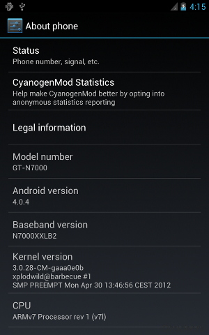 Вышел CyanogenMod 9 для Samsung Galaxy Note