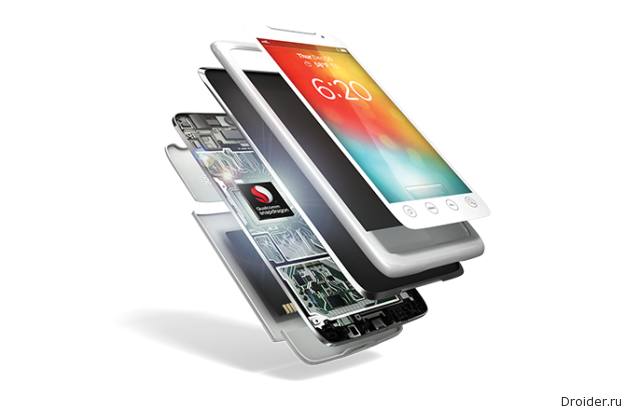 Процессор Snapdragon 810 от Qualcomm в абстрактном смартфоне