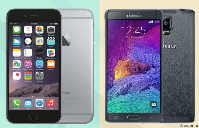 Смартфоны iPhone 6 Plus и Galaxy Note 4