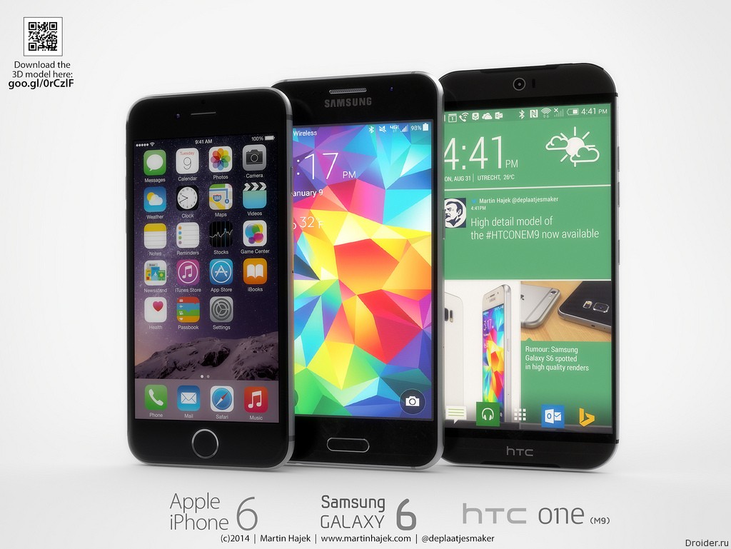 HTC One M9, Samsung Galaxy S6 и iPhone 6