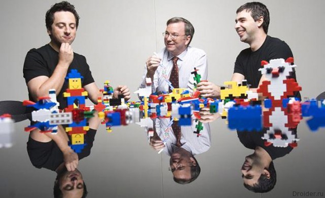 Ларри Пейдж, Сергей Брин, Эрик Шмидт и Lego
