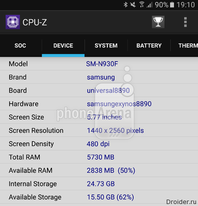 CPU-Z Note 6