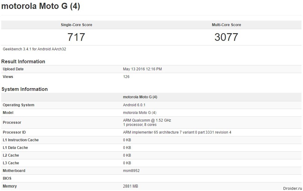 Спецификации Moto G4