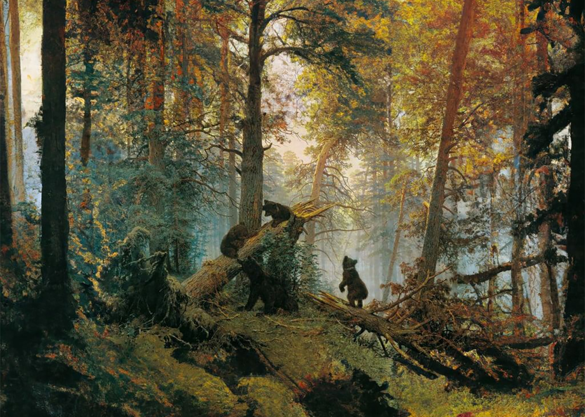 Иван Шишкин, Константин Савицкий. Утро в Сосновом лесу. 1889.